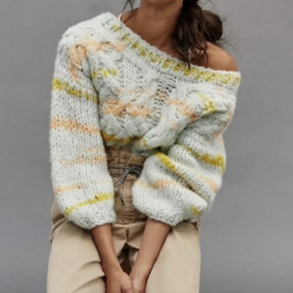 Anthropologie Wool Alpaca Blend Chunky JoJo Oversized Sweater - Picture 2 of 6